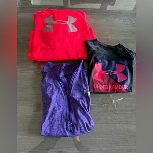 Under Armour Kids' sweatshirt, 1/4-zip and short sleeve shirt Set - (size small)
